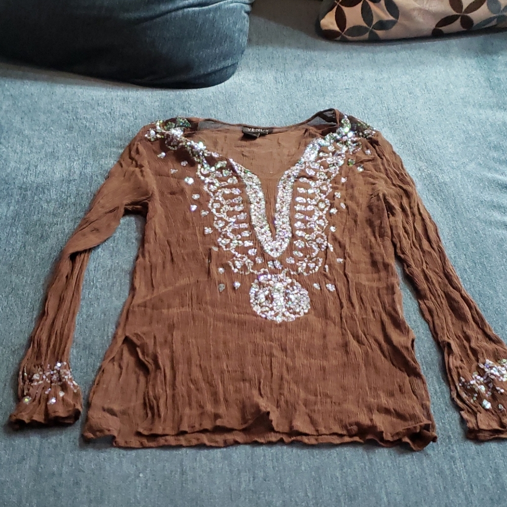 Sparkling sheer brown cover up